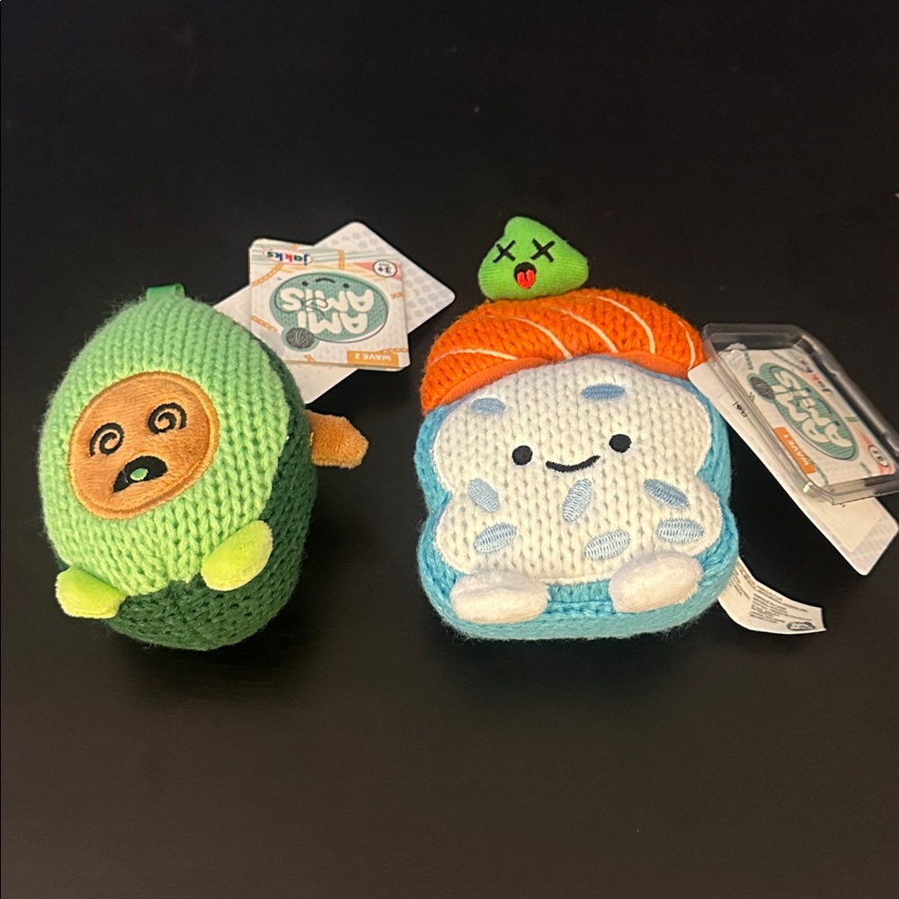 RARE Ami Amis Plush Sushi with wasabi + Avacado set bundle